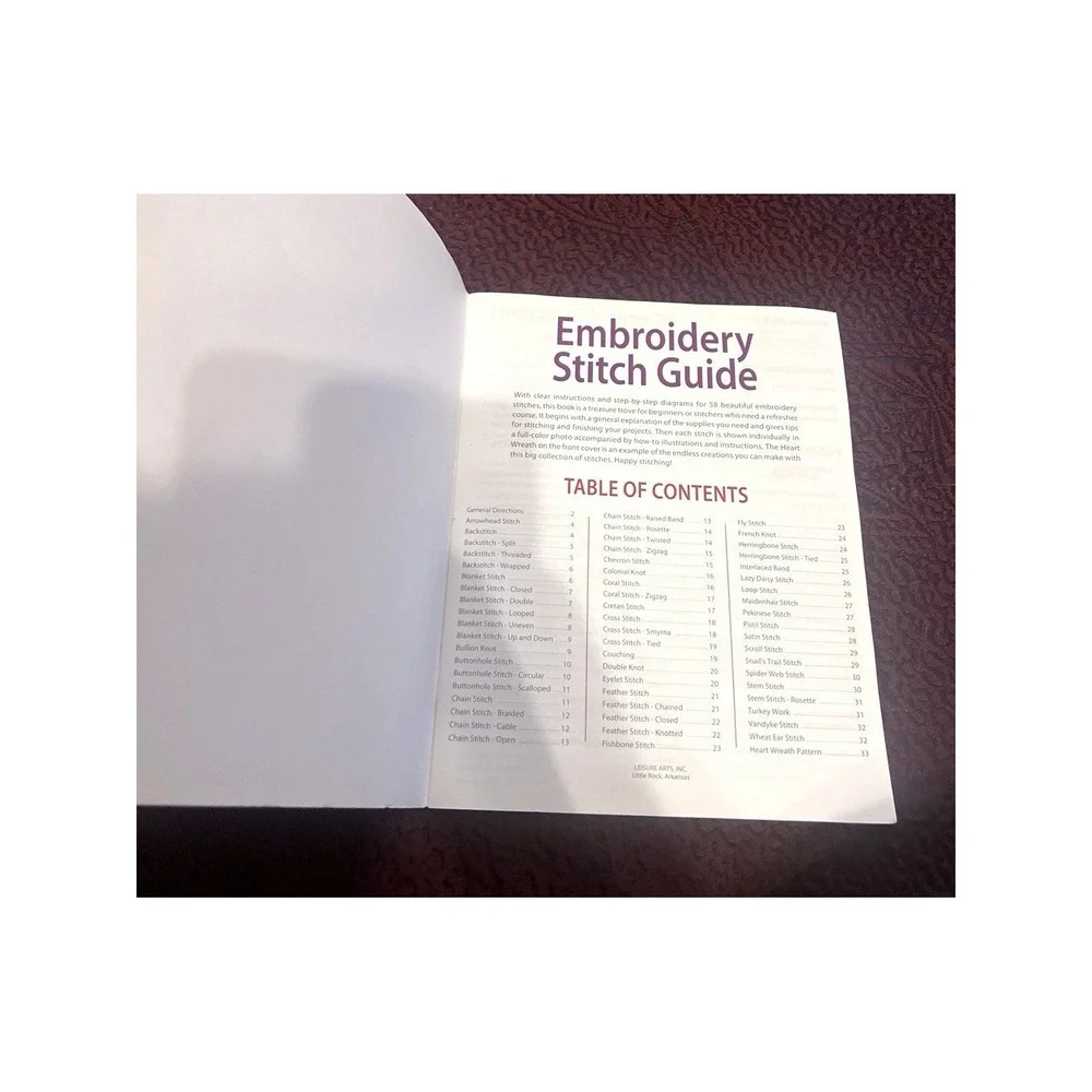 Leisure Arts EMBROIDERY STITCH GUIDE, Linda Causee, 58 stitches, USA 2013 NOS